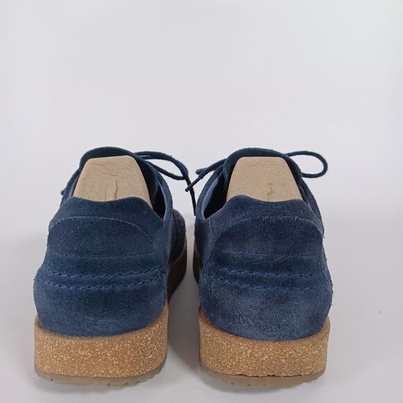 Birkenstock Womens Sneaker Size 6 W EU 37 Blue Suede Lace Up Bend Low Top - Picture 2 of 9